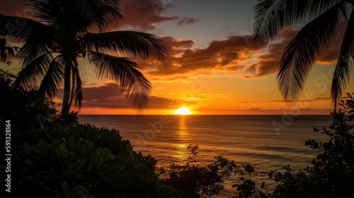 Tropical sunset over the ocean