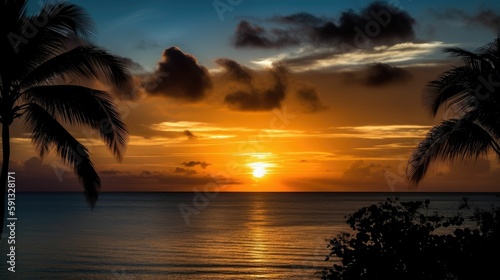 Tropical Sunset over the Ocean