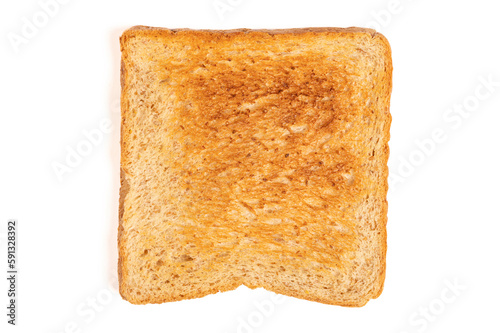Slices of toast bread isolated on white background. Top view 