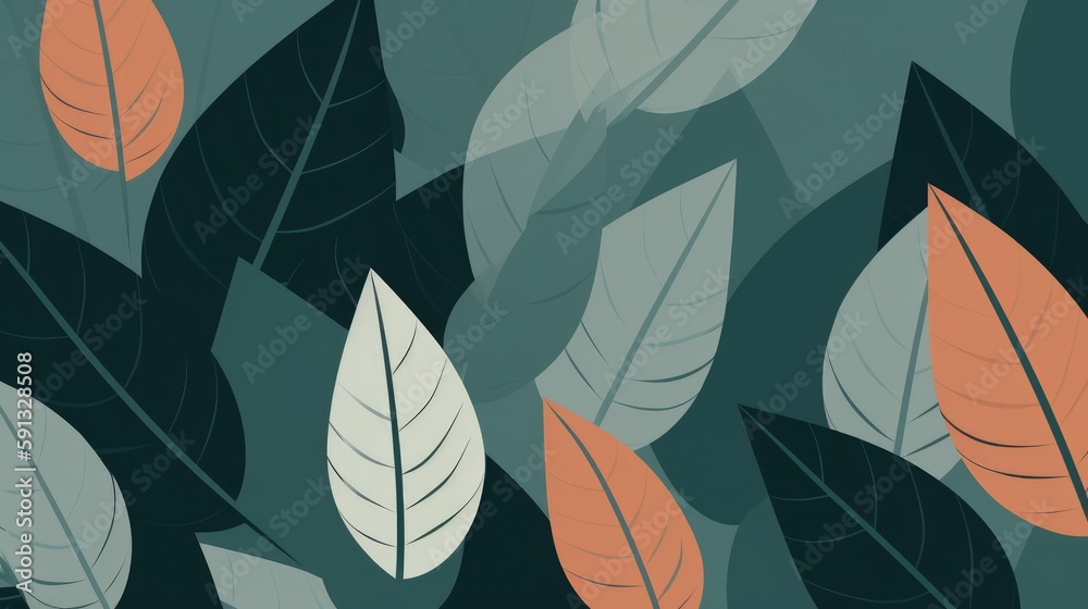 Obraz premium Simple illustrations of foliage - modern minimalism wallpaper