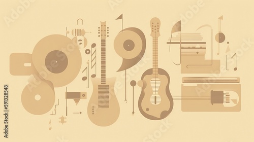 Minimalist music illustrations in neutral colors wallpaper