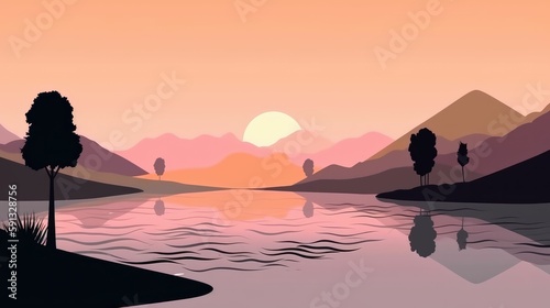 Minimalistic drawing of a calming scenery