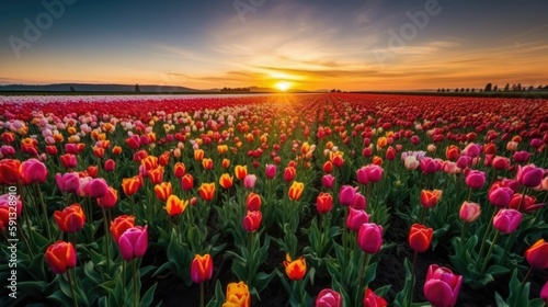 Vibrant tulip fields