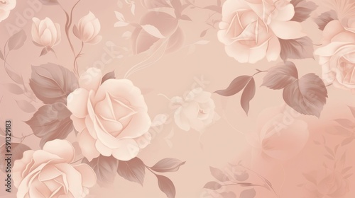 Elegant wallpaper with soft color rose prints