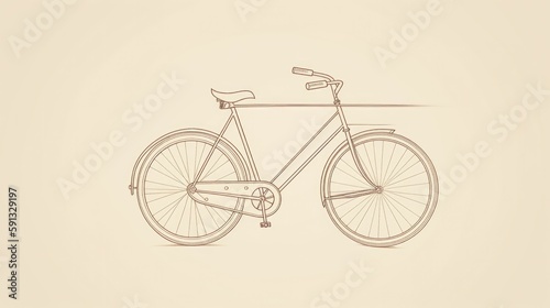 Minimal thin line illustrations of bicycles in neutral colors
