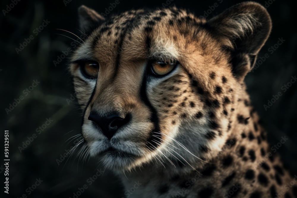 Cheetah in natural habitat with selective focus. AI generated, human enhanced Cheetah in natural habitat with selective focus. AI generated, human enhanced