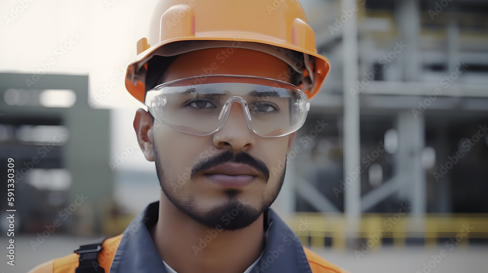 Empowered worker in industry with vision of the future Empowered worker in industry with vision of the future