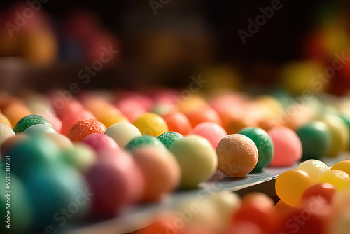 Interior of candy store displaying confectionery products