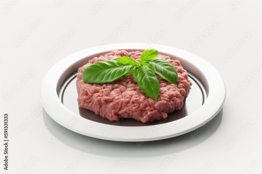 cooked steak topped with a fresh herb sprig. Generative AI cooked steak topped with a fresh herb sprig. Generative AI