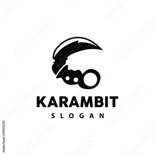 Kerambit Logo, Indonesia Fighting Weapon Vector, Ninja Fighting Tool Simple Design, Template Illustration Symbol Icon
