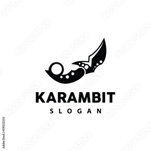 Kerambit Logo, Indonesia Fighting Weapon Vector, Ninja Fighting Tool Simple Design, Template Illustration Symbol Icon