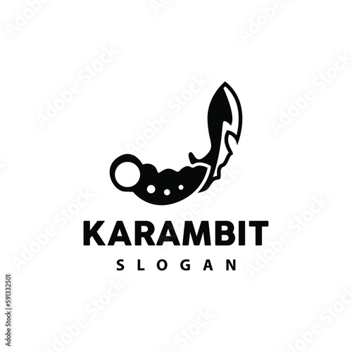 Kerambit Logo, Indonesia Fighting Weapon Vector, Ninja Fighting Tool Simple Design, Template Illustration Symbol Icon