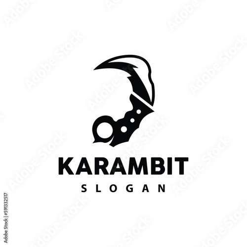 Kerambit Logo, Indonesia Fighting Weapon Vector, Ninja Fighting Tool Simple Design, Template Illustration Symbol Icon