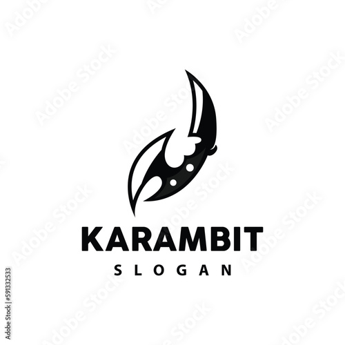 Kerambit Logo, Indonesia Fighting Weapon Vector, Ninja Fighting Tool Simple Design, Template Illustration Symbol Icon