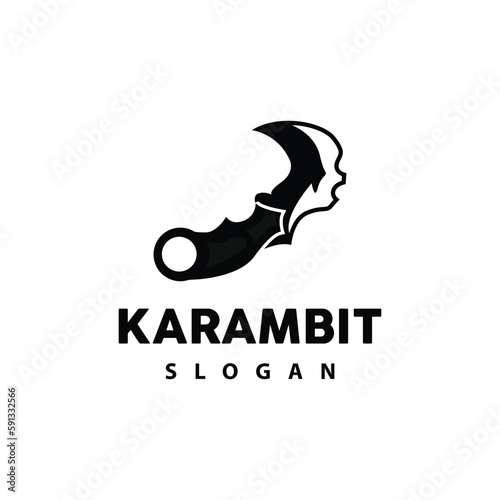 Kerambit Logo, Indonesia Fighting Weapon Vector, Ninja Fighting Tool Simple Design, Template Illustration Symbol Icon
