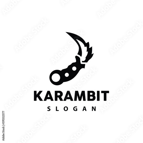 Kerambit Logo, Indonesia Fighting Weapon Vector, Ninja Fighting Tool Simple Design, Template Illustration Symbol Icon
