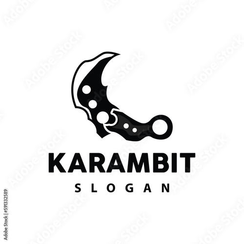 Kerambit Logo, Indonesia Fighting Weapon Vector, Ninja Fighting Tool Simple Design, Template Illustration Symbol Icon