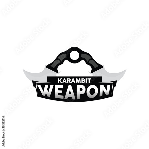 Kerambit Logo, Indonesia Fighting Weapon Vector, Ninja Fighting Tool Simple Design, Template Illustration Symbol Icon