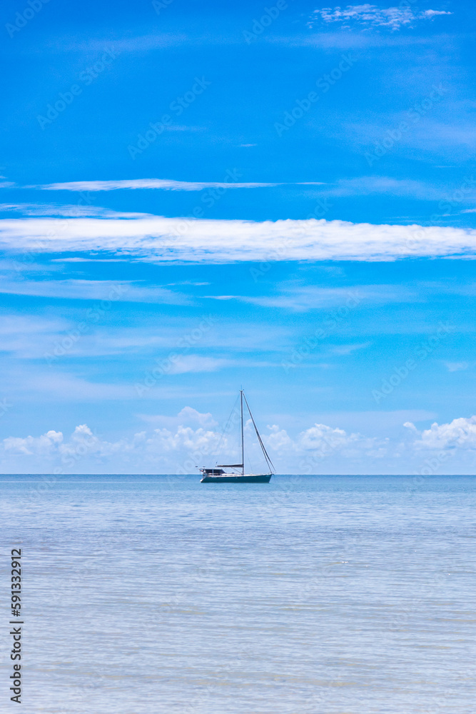 yacht in the sea, 
Cape Tribulation, Queensland,  Australia