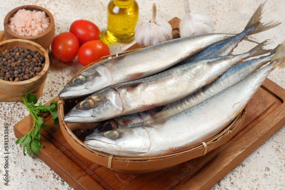 Fresh sardines fish with ingredients ,Fresh seafood concept. Fresh sardines fish with ingredients ,Fresh seafood concept.