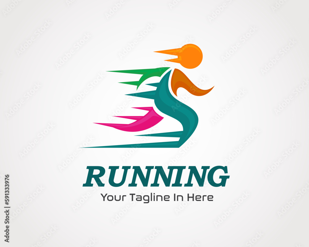 Obraz premium abstract runner fast moving logo symbol design template illustration inspiration