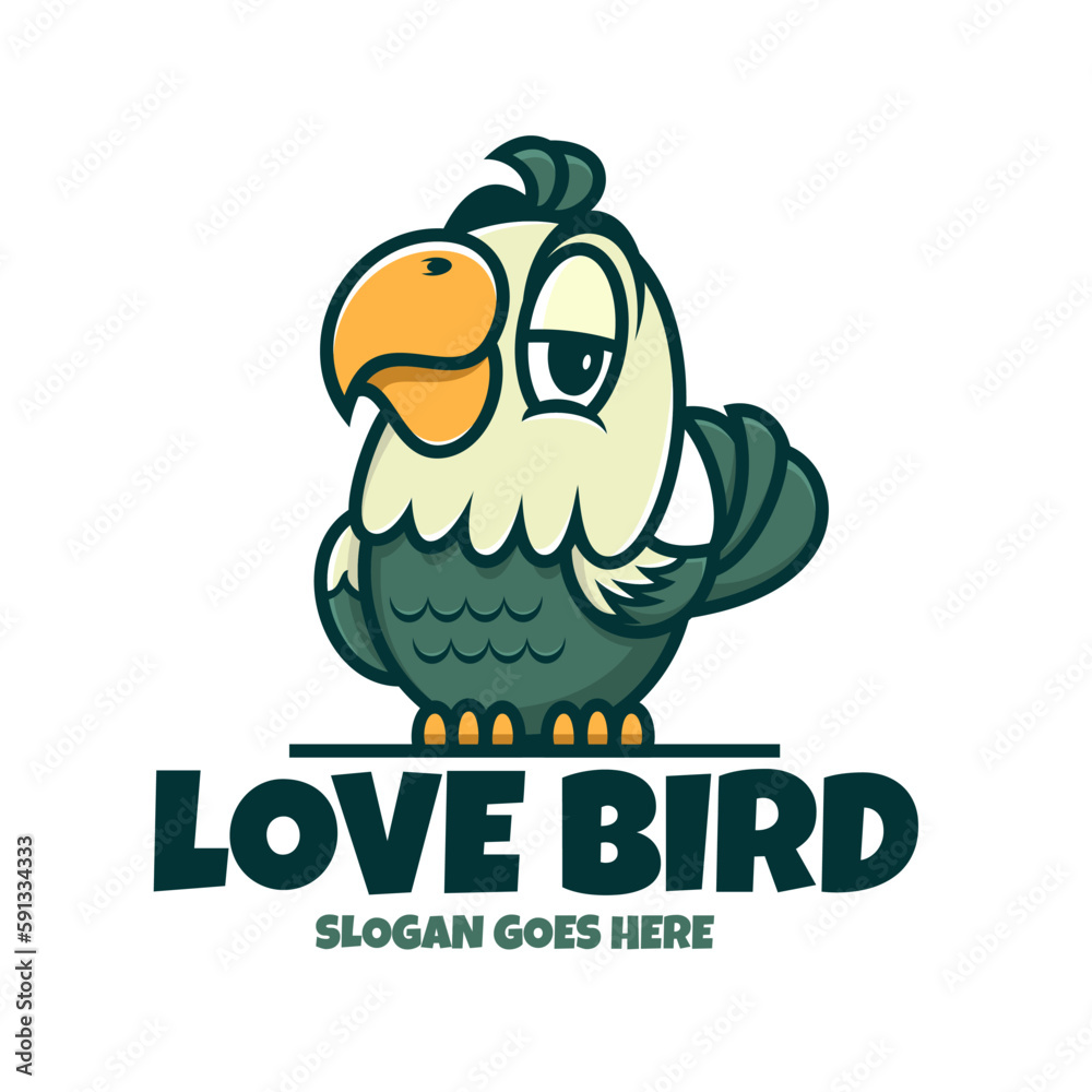 Obraz premium Love bird logo mascot cartoon cute