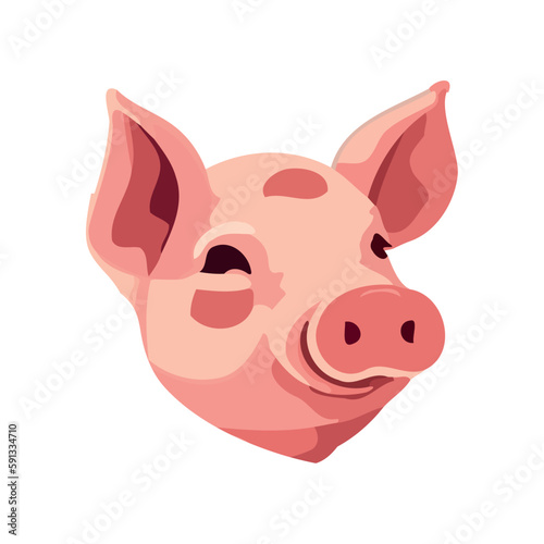 Cheerful piglet smiling cute
