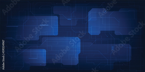 Vector illustrations of futuristic screen display for horizontal layout showcase with optic screen and digital element grid line circuit decor.Future digital innonvation and technolog concepts.