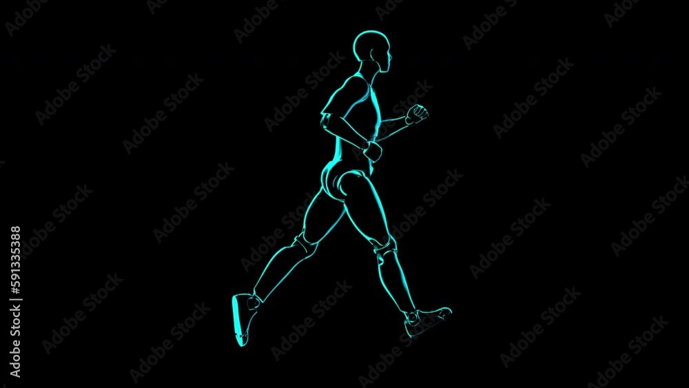 Holographic HUD Man Running on a loop with luma matt to replace the background Holographic HUD Man Running on a loop with luma matt to replace the background