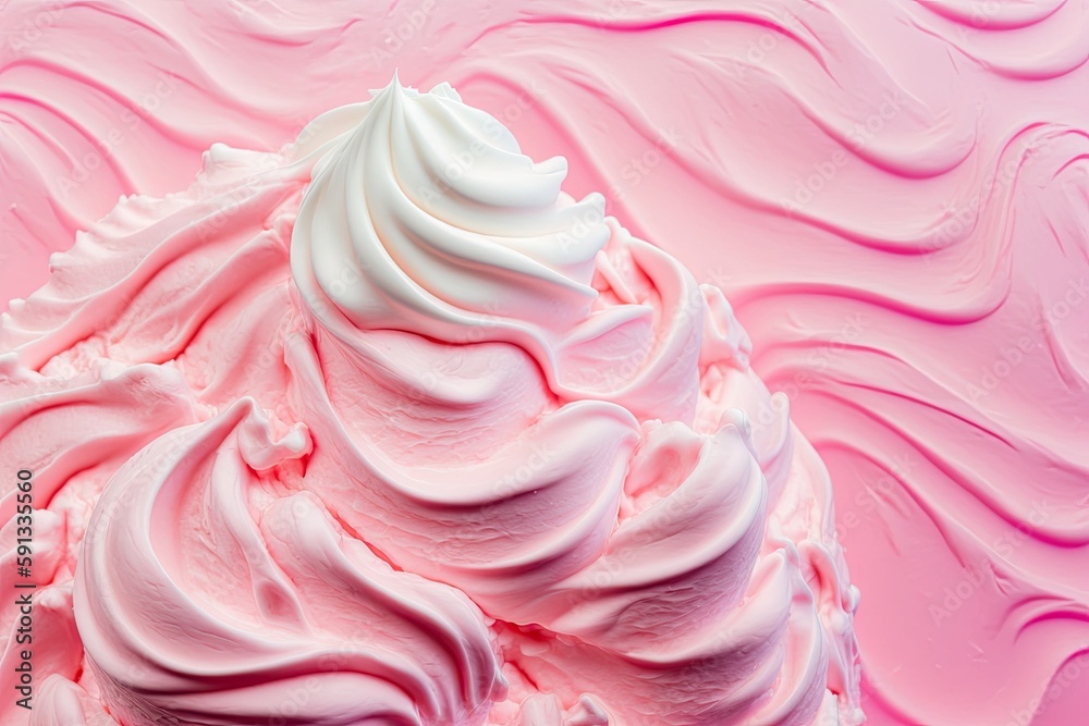 delicious pink and white ice cream cone. Generative AI delicious pink and white ice cream cone. Generative AI