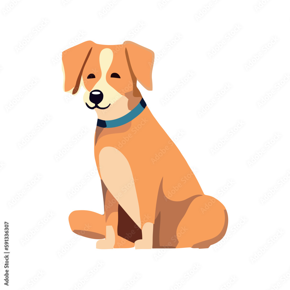 Cute cartoon puppy sitting cheerful