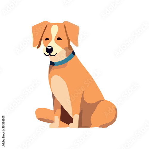 Cute cartoon puppy sitting cheerful