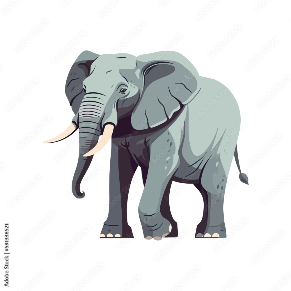 Fototapeta premium Cute cartoon elephant walking