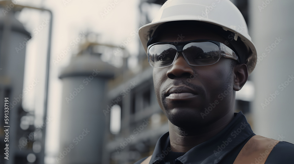 Empowered worker in industry with vision of the future Empowered worker in industry with vision of the future