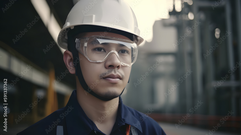 Empowered worker in industry with vision of the future Empowered worker in industry with vision of the future