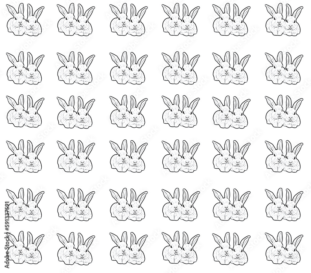 white bunny seamless pattern, generative ai, rabbit pattern, white background white bunny seamless pattern, generative ai, rabbit pattern, white background