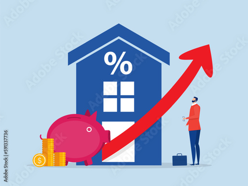 Businessman invest or buy  in real estate or housing price rising up concept vector