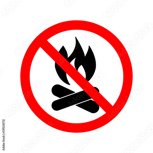 No fire icon. Red ban of flame sign. Vector illustration. Make a fire is prohibited.eps