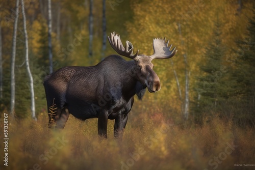 bull moose in the forest