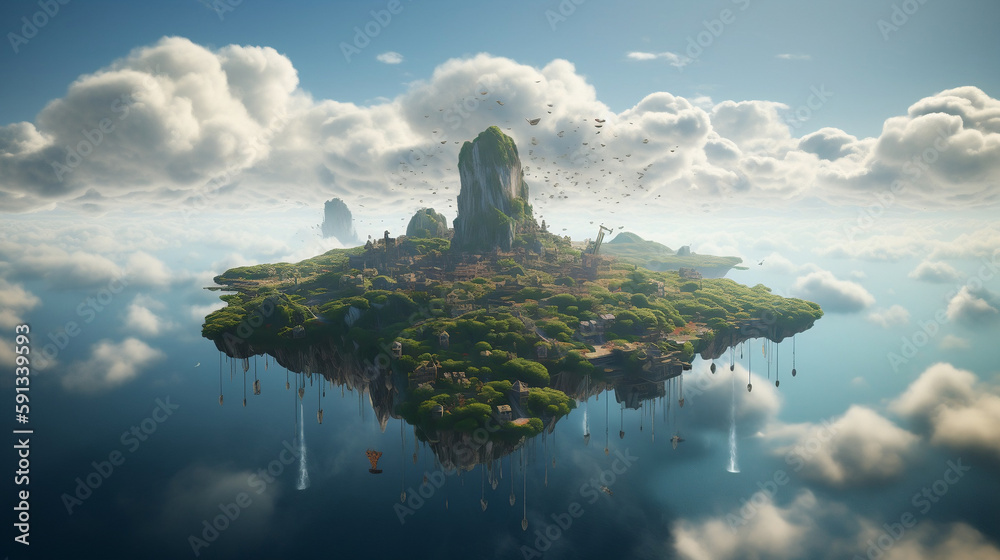 A sky full of floating islands Imagine a world where islands float in