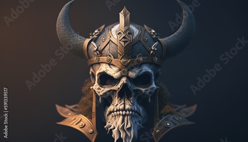 viking skull warrior  digital art illustration  Generative AI
