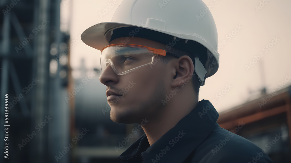 Empowered worker in industry with vision of the future Empowered worker in industry with vision of the future