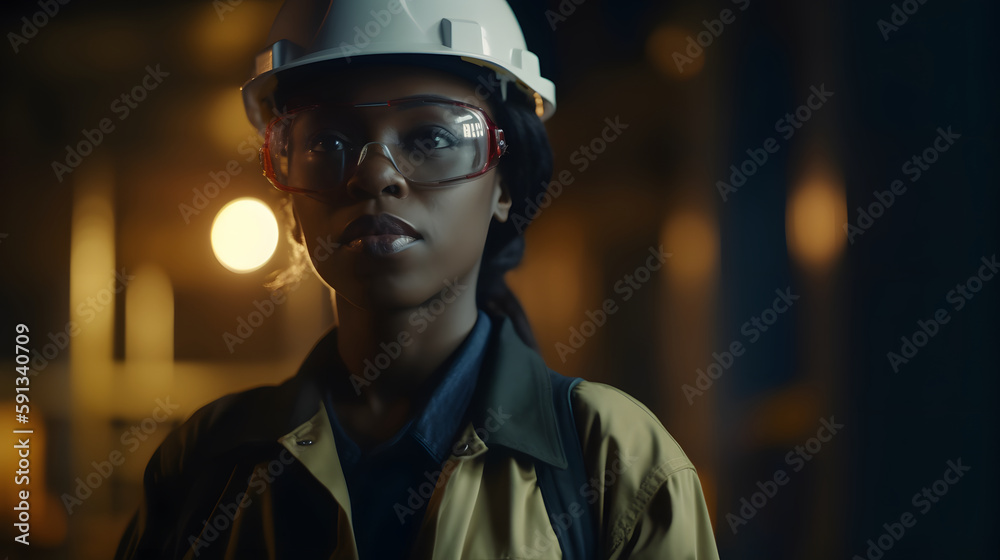 Empowered worker in industry with vision of the future Empowered worker in industry with vision of the future