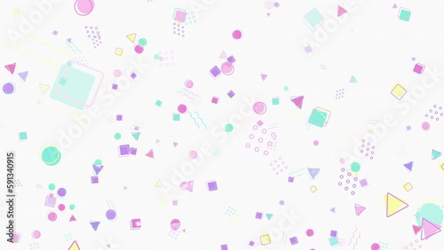 ポップでキュートなグラフィックのアブストラクト背景　ループ　ホワイト　ゆっくり