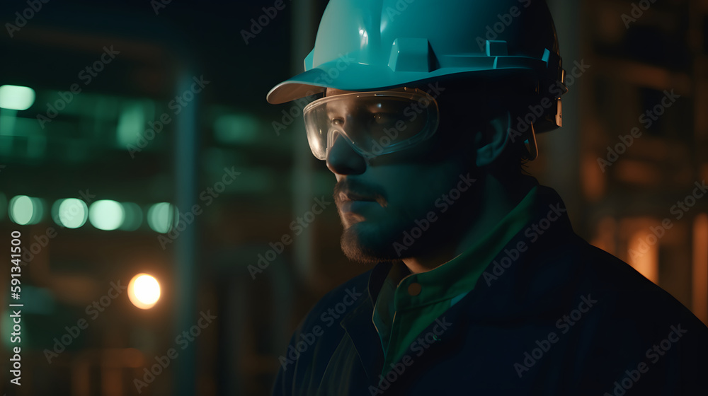 Empowered worker in industry with vision of the future Empowered worker in industry with vision of the future