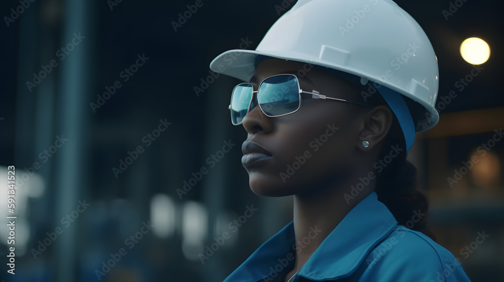 Empowered worker in industry with vision of the future Empowered worker in industry with vision of the future