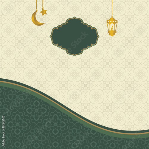 islamic day sale poster template with free space for text. It has mandala ornaments, lanterns, moon and stars. Design for banners, greeting cards, social media and web.