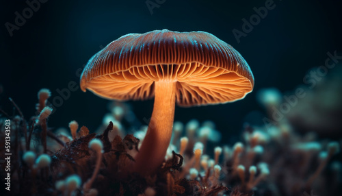 Poisonous toadstool, macro capture of fragile beauty generated by AI