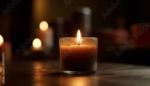 Glowing candle ignites spirituality and love of God generated by AI