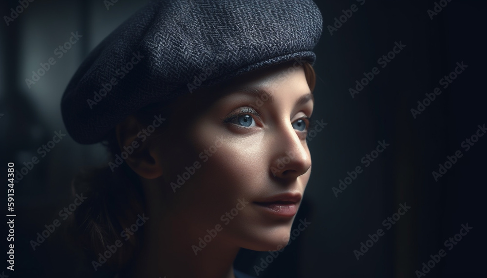 Cute young woman looking confidently away from camera generated by AI Cute young woman looking confidently away from camera generated by AI